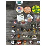 Lot of Collectible Pins - Buttons and More - Hockey - Military- Beer - Patriot and More