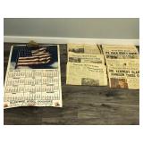 Vintage 1950 Electric Steel Foundry Calendar, JFK Newspaper Clippings and More
