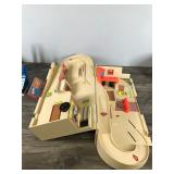 2 - Collectible Hot Wheels Service Stations and 1 Track