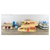 2 - Collectible Hot Wheels Service Stations and 1 Track