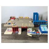 2 - Collectible Hot Wheels Service Stations and 1 Track