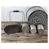Lot of Vintage Galvanized Cans/Buckets & More