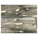 Vintage Spoons, Knives, Forks, Platter, Creamer and Tea Ball - Possible Silver Content in Dishware - see description for more info