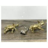 2 Brass Elephant Figurines & 1 Solid Metal Elephant that doesn’t stick to a magnet
