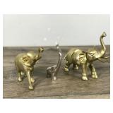 2 Brass Elephant Figurines & 1 Solid Metal Elephant that doesn’t stick to a magnet