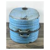 Antique Blue & White Graniteware X-Large Vintage LISK Enamelware Roasting Pan