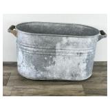 Vintage Galvanized Wash Tub with Wood Handles