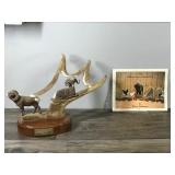 Big Horn Sheep Carved From Moose Antler by Tony Ramer - Wimbledon, ND