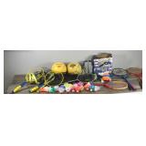 Sports Craft Table Tennis Set - badminton shuttlecocks - 10 badminton rackets - 2 tetherballs - large net