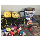 Sports Craft Table Tennis Set - badminton shuttlecocks - 10 badminton rackets - 2 tetherballs - large net