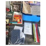 Vintage Yarn - Ribbon - Sewing Tools - Sewing Plastic Basket - Stained Glass - Quilting Book and More