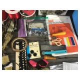 Vintage Yarn - Ribbon - Sewing Tools - Sewing Plastic Basket - Stained Glass - Quilting Book and More