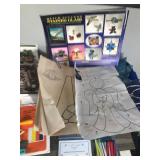 Vintage Yarn - Ribbon - Sewing Tools - Sewing Plastic Basket - Stained Glass - Quilting Book and More