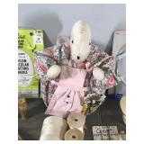 Knitting Needles - Rabbit Pin Cushion - Thread - Rotary Cutter - Tutsi Basket with Little People - Embroidery Hoops and More