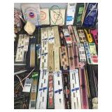 Knitting Needles - Rabbit Pin Cushion - Thread - Rotary Cutter - Tutsi Basket with Little People - Embroidery Hoops and More