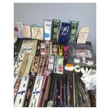 Knitting Needles - Rabbit Pin Cushion - Thread - Rotary Cutter - Tutsi Basket with Little People - Embroidery Hoops and More