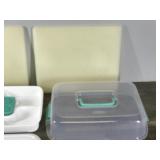 3 - Cutting Boards - Cake Pan with Lid - Rubber Maid Container with Devil Egg Tray