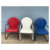 Red, White & Blue Vintage Metal Patio Chairs