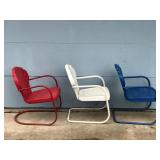 Red, White & Blue Vintage Metal Patio Chairs