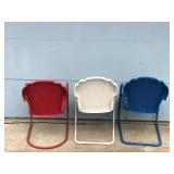 Red, White & Blue Vintage Metal Patio Chairs