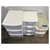 6 - Storage Cobtainers & 1 - 3 Drawer Storage Cart with Wheels