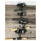 Lot of 9 Ice Fishing Rods and Reels