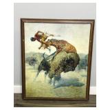 Framed oil Painting Picture on Canvas By Frederic Remington - “Episode of a Buffalo Hunt”
