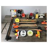 Lot of Ice Fishing Items and More - Tip Ups - Rattle Reels - Mini Teaser for Spearing - Propane Regulator - Small Radio and More
