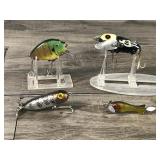 4 - Collectible Heddon Fishing Lures - Pumpkin Seed - Crazy Crawler - Baby Torpedo - Tiny Spook