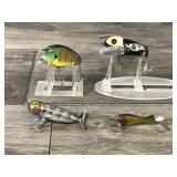 4 - Collectible Heddon Fishing Lures - Pumpkin Seed - Crazy Crawler - Baby Torpedo - Tiny Spook