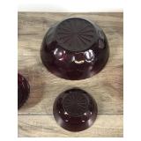 Lot 6 Vintage Anchor Hocking Royal Ruby Red Thumbprint Pattern Master Berry Bowls