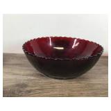Lot 6 Vintage Anchor Hocking Royal Ruby Red Thumbprint Pattern Master Berry Bowls