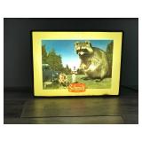 Vintage Schmidt Beer Lighted Beer Sign - Big Raccoon about to Snatch up the guys Camping