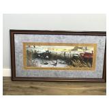Framed Picture of a Farm with Pheasants