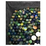 Lot of Collectible Marbles in a Vintage Atlas Jar