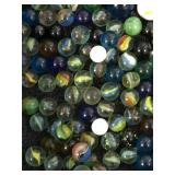 Lot of Collectible Marbles in a Vintage Atlas Jar