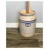 Vintage Marshall Pottery Inc 3 Gallon Butter Churn Crock with Lid and Stir Stick - Marshall, Texas Marshall