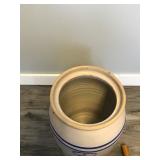 Vintage Marshall Pottery Inc 3 Gallon Butter Churn Crock with Lid and Stir Stick - Marshall, Texas Marshall