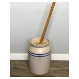 Vintage Marshall Pottery Inc 3 Gallon Butter Churn Crock with Lid and Stir Stick - Marshall, Texas Marshall