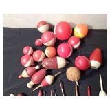 Vintage wood, cork and plastic bobbers