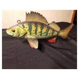 Signed hand carved wood spearing fish decoy by R. Whittier