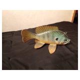 Signed hand carved wood sunfish spearing fish decoy by R. Whittier