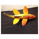 Signed hand carved wood sunfish spearing fish decoy by R. Whittier