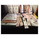 Box of vintage spinners and hooks on original cards and more