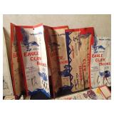 Box of vintage spinners and hooks on original cards and more