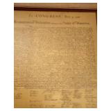 Framed metal "In Congress July4, 1776 The Unanimous Declaration of the 13 United States of America"