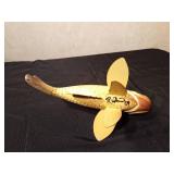 Signed hand carved wood sunfish spearing decoy by R. Whittier