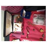 Basket of jewelry and more including 14K GF and gold dust