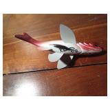 2008 Signed hand carved wood spearing fish decoy with metal fins by R. Whittier