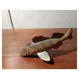2008 Signed hand carved wood spearing fish decoy by R. Whittier